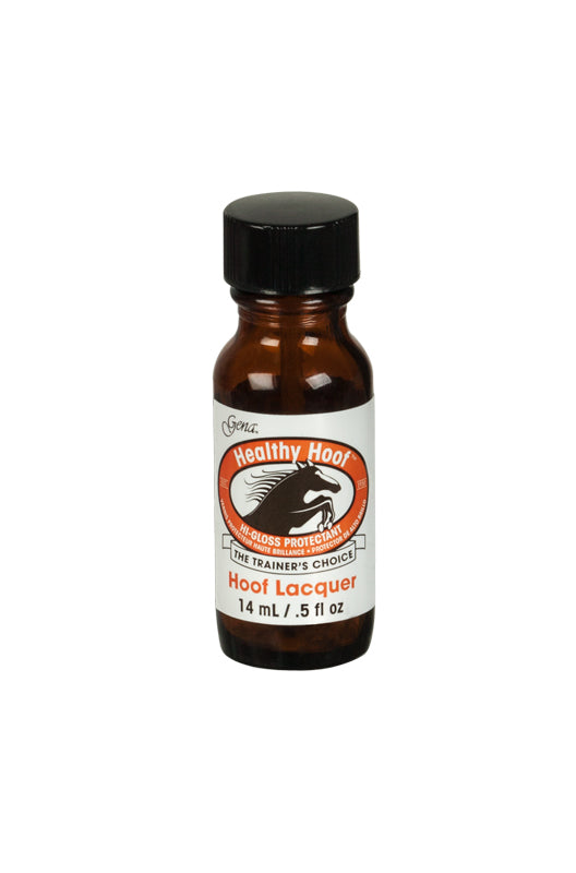 Healthy Hoof Lacquer 0.5 oz mini bottle, delivers glossy protection and conditioning for nails or hooves.