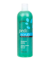 Gena Pedi Scrub exfoliating gel with sea kelp and aloe vera, ideal for polishing and softening feet.