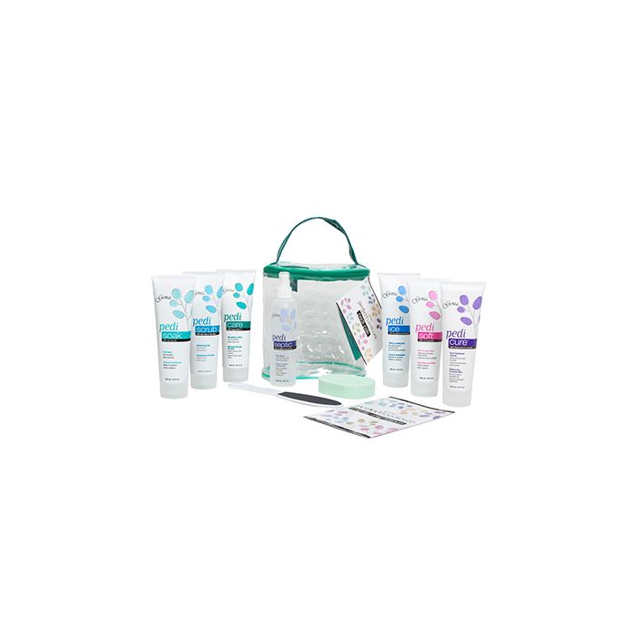 Gena Portable Pedicure Kit featuring essential travel-size treatments and tools for complete foot care on the go.