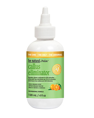 be natural Callus Eliminator 4 oz with applicator tip, professional callus treatment with citrus scent.