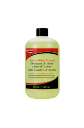Green-tinted SuperNail Acetone Polish Remover for sculpted nails, 16 fl oz bottle.