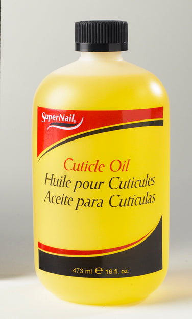Large bottle of SuperNail Cuticle Oil, ideal for salon use, promoting healthy cuticles and strong nails.